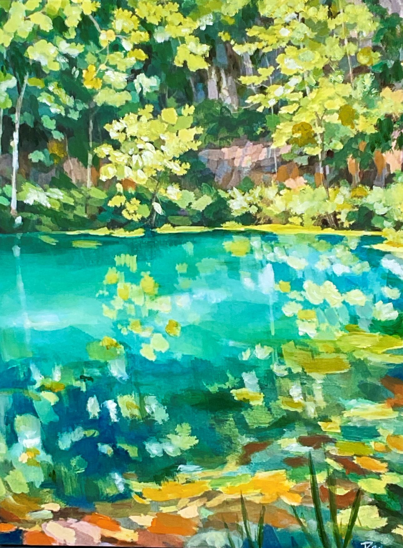 Alley Spring water and foliage oil painting