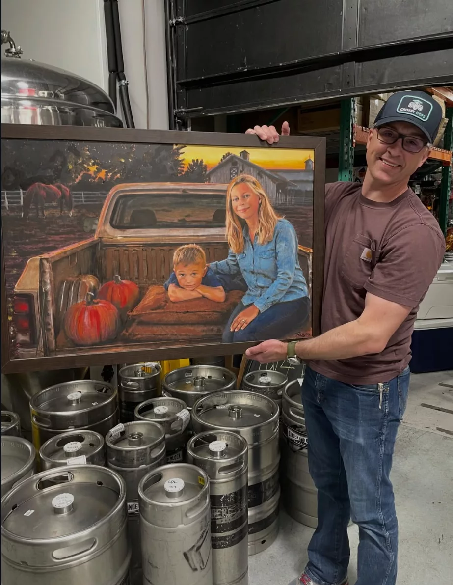 Bryce Family Portrait with Truck, artwork by Rayne Ethetton
